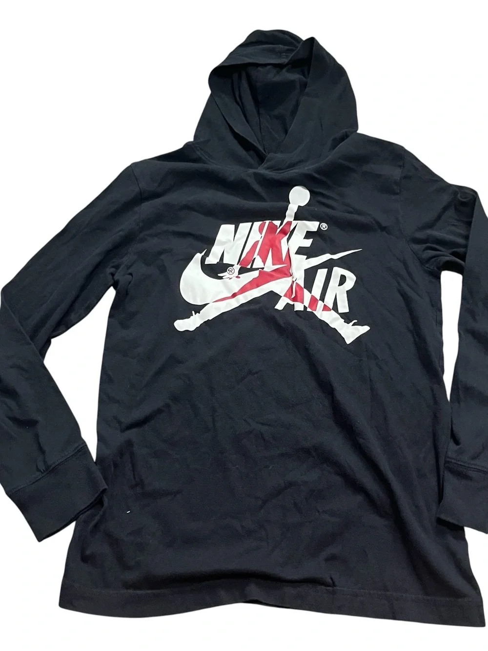 Nike Air Black Kids Hoodie Long Sleeve T-Shirt Size Large 12/14